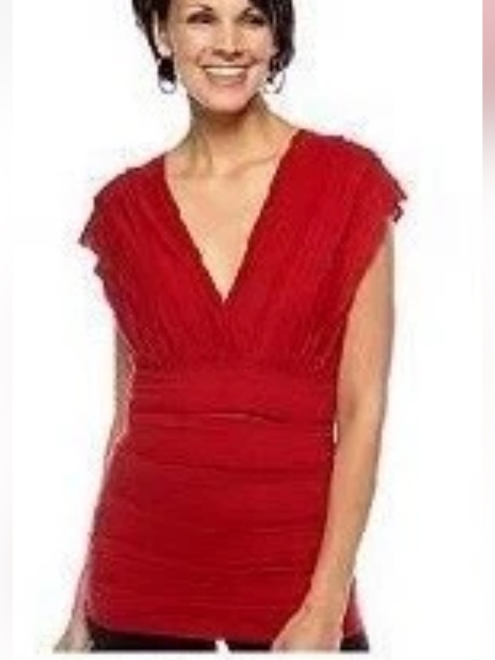 Max Studio Red Wrap Top